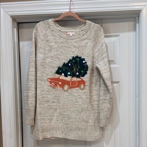 LC Lauren Conrad Christmas Sweater.  Car with Tree Design. Tunic. Kohls.  Sz L